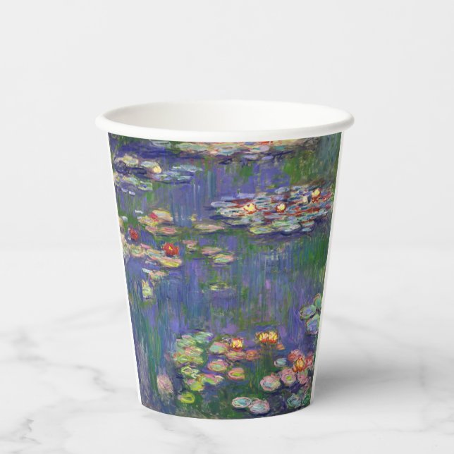 Monet Water Lilies Masterpiece Malerei Pappbecher (Vorderseite)