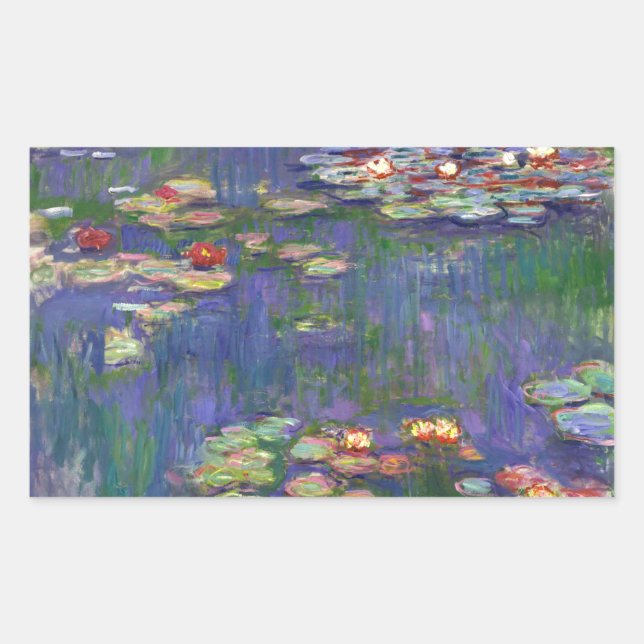 Monet Water Lilies Masterpiece Malerei Rechteckiger Aufkleber (Vorderseite)