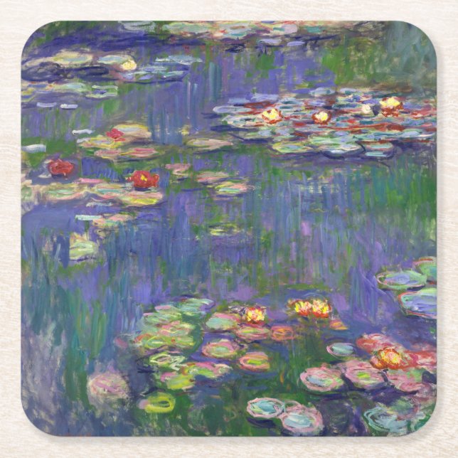 Monet Water Lilies Masterpiece Malerei Rechteckiger Pappuntersetzer (Vorderseite)
