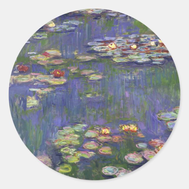 Monet Water Lilies Masterpiece Malerei Runder Aufkleber (Vorderseite)