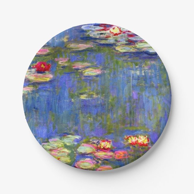Monet Water Lilies  Pappteller (Vorderseite)