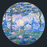 Monet - Water Lilies (pink) 1919 berühmtes Kunstwe Runder Aufkleber<br><div class="desc">Claude Monet 1919 berühmtes Gemälde,  Water Lilies (pink)</div>