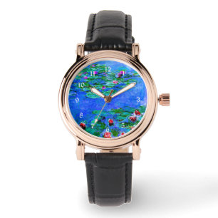Monet - Water Lilies (Rot), berühmtes Kunstwerk Armbanduhr