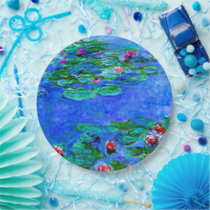 Monet - Water Lilies (rot) Pappteller