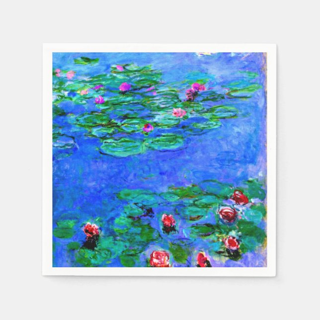 Monet - Water Lilies, rot Serviette (Vorderseite)