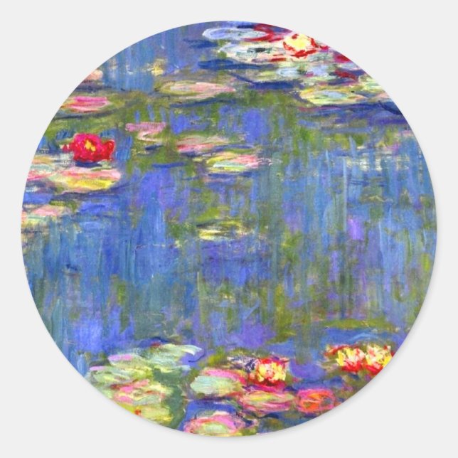 Monet Water Lilies Runder Aufkleber (Vorderseite)