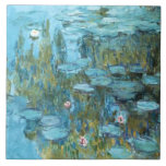 Monet - Water Lilies (türkis), Fliese<br><div class="desc">Water Lilies (türkis),  1915,  Kunstmalerei des französischen Künstlers Claude Monet</div>