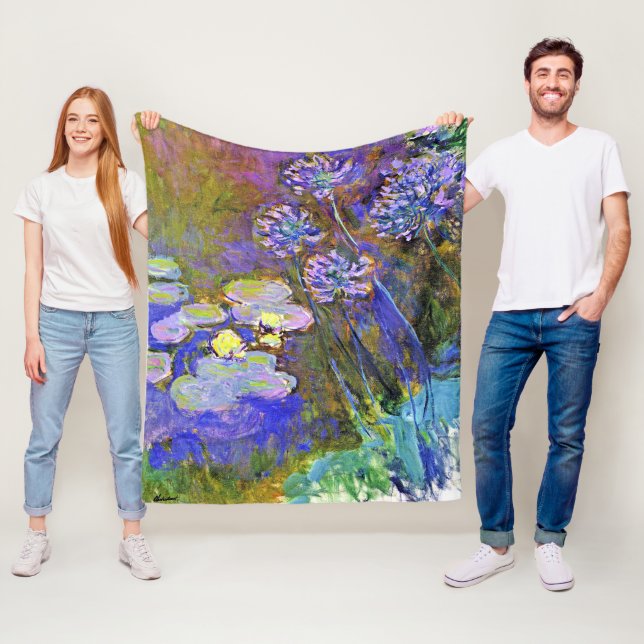 Monet - Water Lilies und Agapanthus Fleecedecke (Beispiel)
