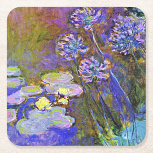 Monet - Water Lilies und Agapanthus Rechteckiger Pappuntersetzer