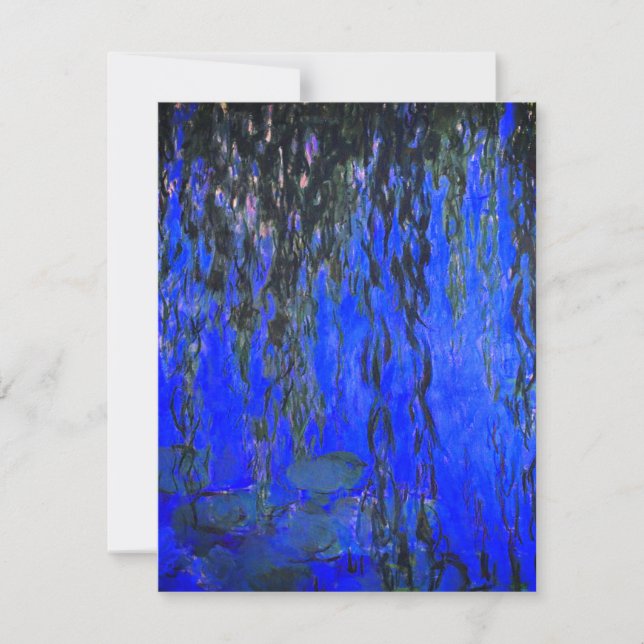 Monet Water Lilies und Weeping Willow Branches Einladung (Vorderseite)