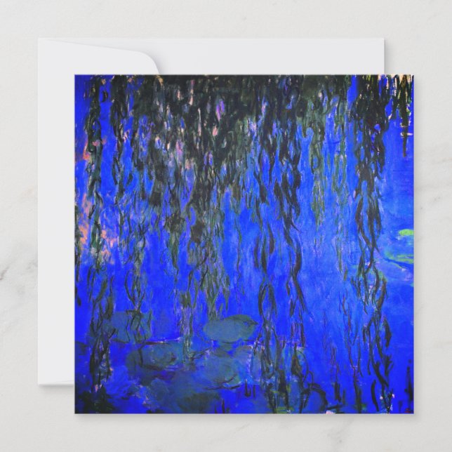 Monet Water Lilies und Weeping Willow Branches Einladung (Vorderseite)