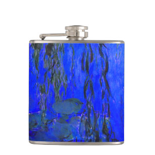 Monet Water Lilies und Weeping Willow Branches Flachmann