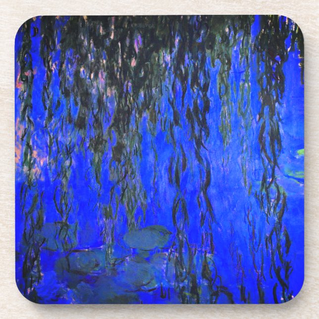 Monet Water Lilies und Weeping Willow Branches Getränkeuntersetzer (Vorderseite)