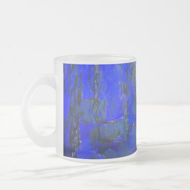 Monet Water Lilies und Weeping Willow Branches Mattglastasse (Links)