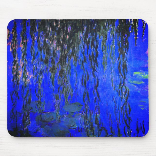 Monet Water Lilies und Weeping Willow Branches Mousepad (Vorne)