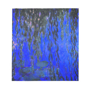 Monet Water Lilies und Weeping Willow Branches Notizblock