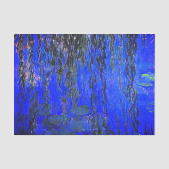 Monet Water Lilies und Weeping Willow Branches Seidenpapier (Vorderseite)