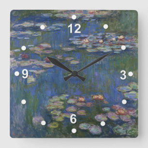 Monet Water Lilies Wall Clock Quadratische Wanduhr