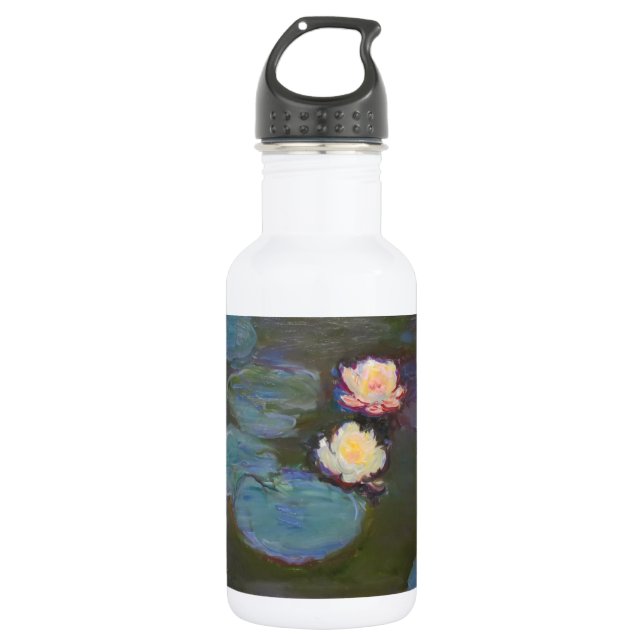 Monet Water Lily Lilies Pond Wasserlilien Malerei Edelstahlflasche (Vorderseite)