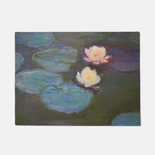 Monet Water Lily Lilies Pond Wasserlilien Malerei Fußmatte (Vorderseite)