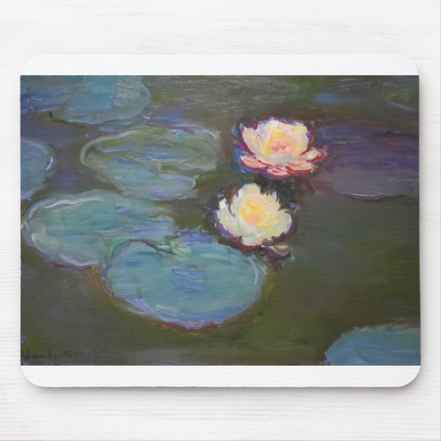 Monet Water Lily Lilies Pond Wasserlilien Malerei Mousepad (Vorne)