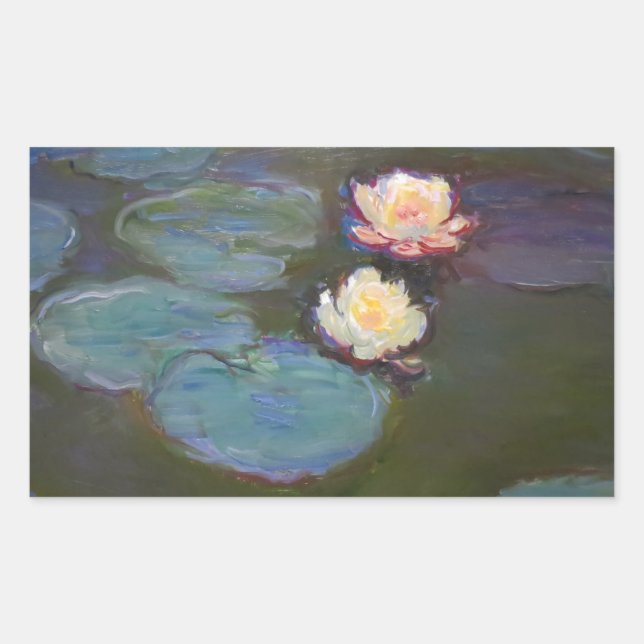 Monet Water Lily Lilies Pond Wasserlilien Malerei Rechteckiger Aufkleber (Vorderseite)