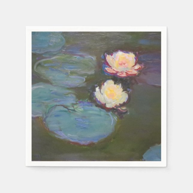Monet Water Lily Lilies Pond Wasserlilien Malerei Serviette (Vorderseite)