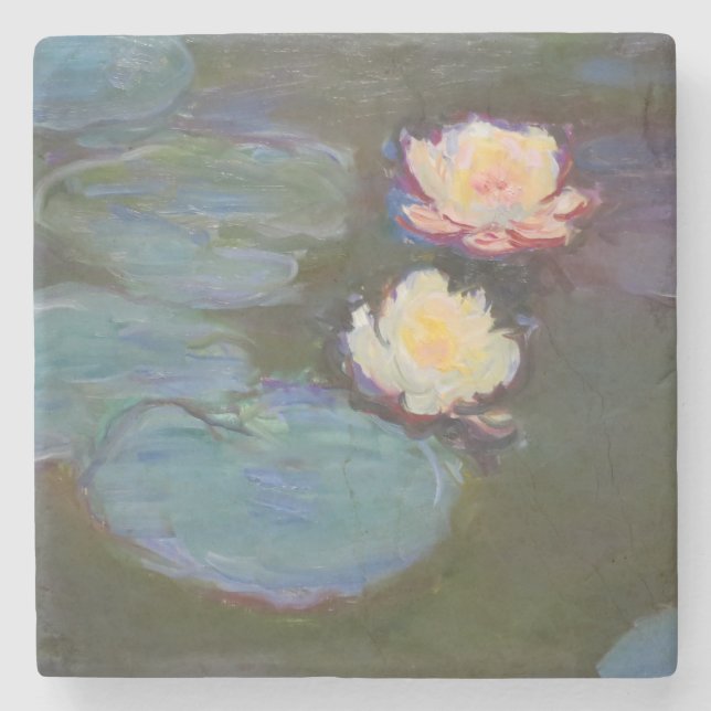 Monet Water Lily Lilies Pond Wasserlilien Malerei Steinuntersetzer (Vorderseite)