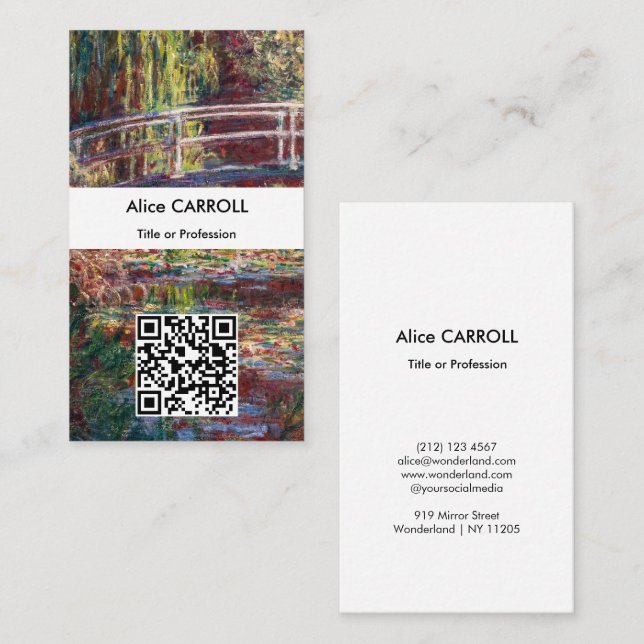 Monet - Water Lily pond, Pink Harmony - QR Code Visitenkarte (Vorne/Hinten)