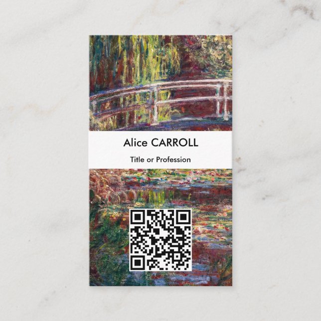 Monet - Water Lily pond, Pink Harmony - QR Code Visitenkarte (Vorderseite)