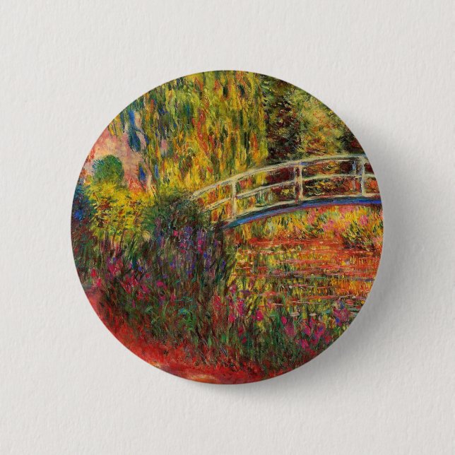Monet Water Lily Pond und Water Irises Button (Vorderseite)