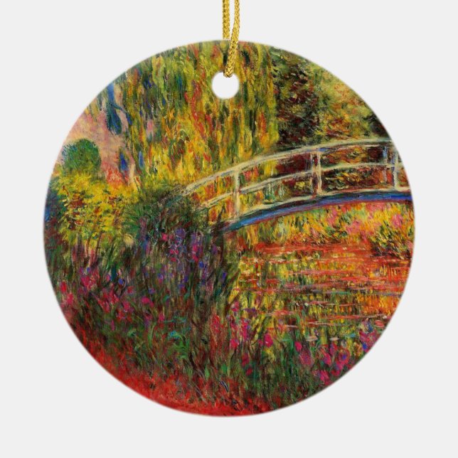 Monet Water Lily Pond und Water Irises Keramik Ornament (Vorne)