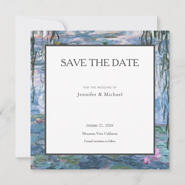 Monet Waterlillies Beruflich Minimalistisch Save The Date (Vorderseite)