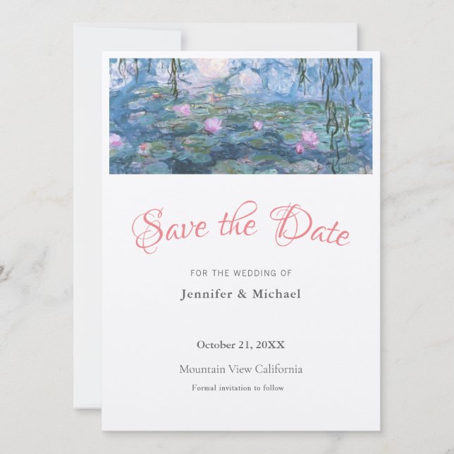 Monet Waterlillies Beruflich Minimalistisch Schlic Save The Date (Vorderseite)