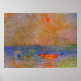Monet - Waterloo Brücke, Sonnenlicht im Nebel Poster