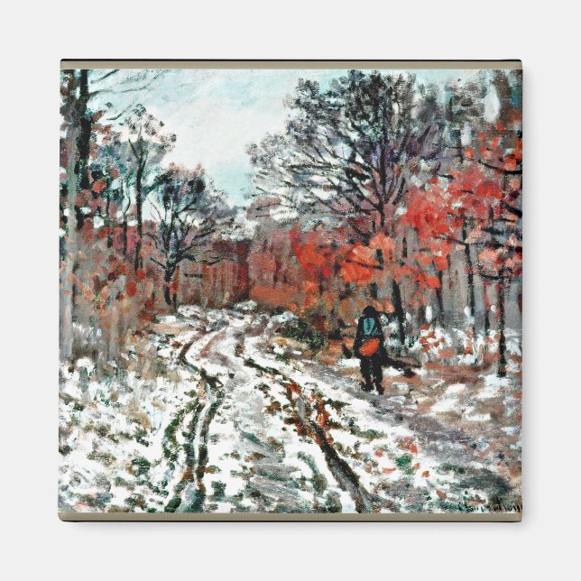 Monet - Weg durch den Wald, Schneeeffekt Magnet (Vorne)