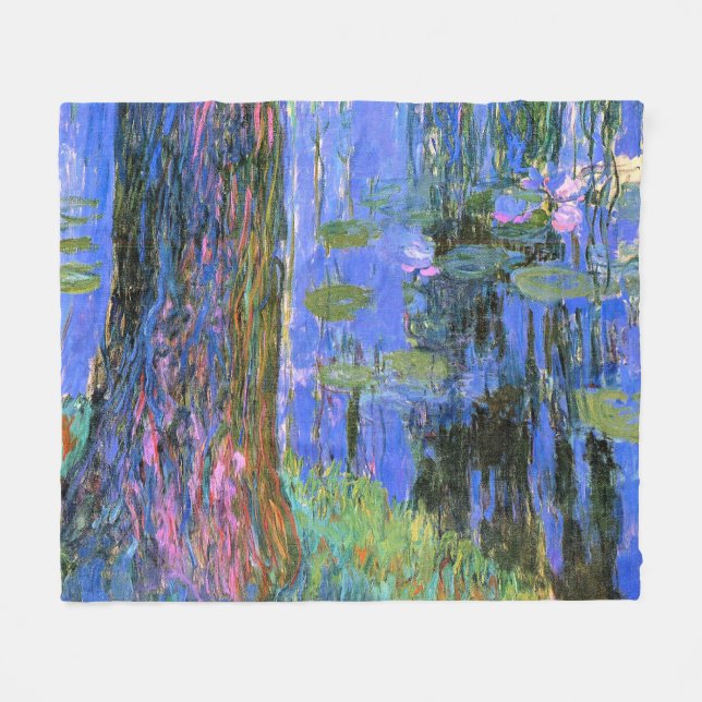 Monet - Weinen von Willow und Water Lily Pond, Fleecedecke (Vorderseite (Horizontal))