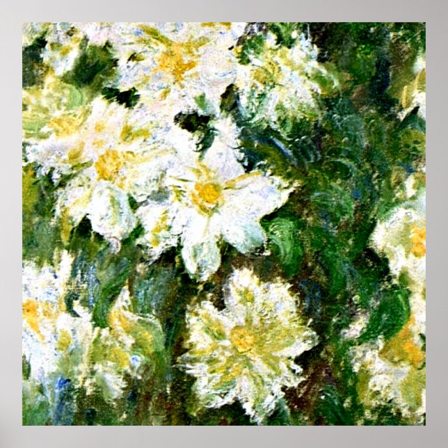 Monet - White Clematis, berühmtes Blumenbild Poster (Vorne)