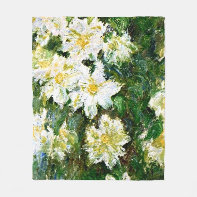 Monet - White Clematis, berühmtes Blumengemälde Fleecedecke (Vorderseite)