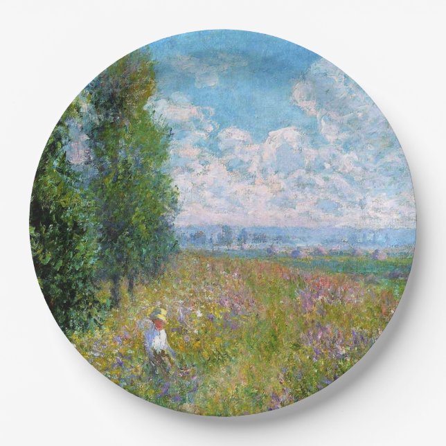 Monet - Wiese mit Poplars Pappteller (Vorderseite)