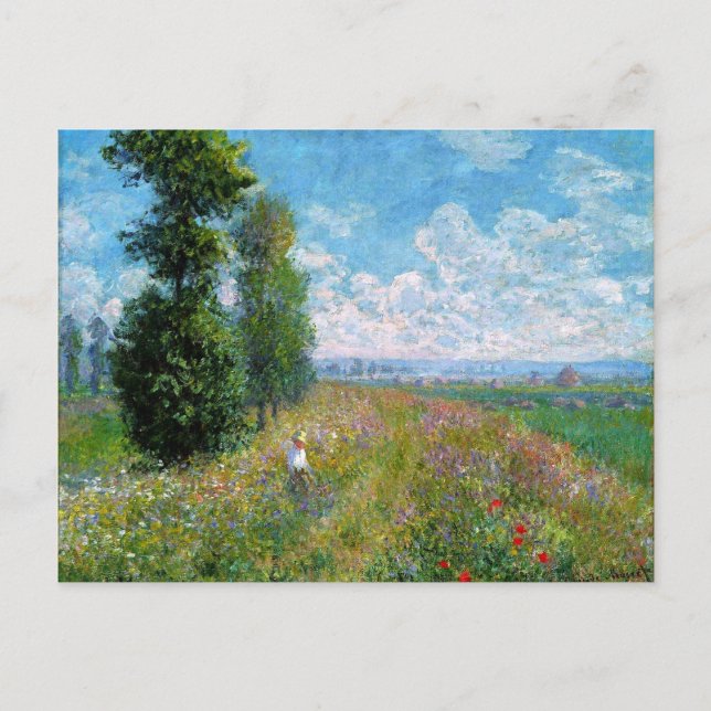 Monet - Wiese mit Poplars Postkarte (Vorderseite)