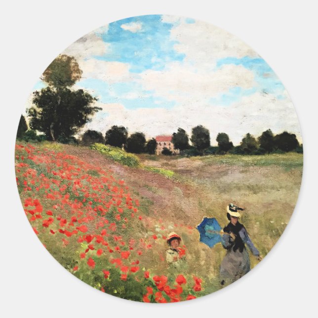 Monet - Wilde Mohnblumen bei Argenteuil, Runder Aufkleber (Vorderseite)