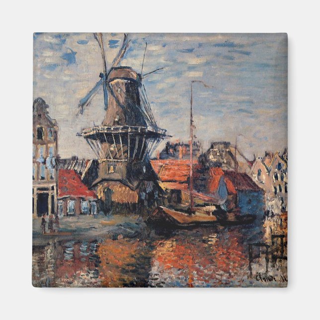Monet - Windmill am Canall-Amsterdam-Onbekende Magnet (Vorne)