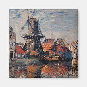 Monet - Windmühle am unbekannten Kanal-Amsterdam Magnet