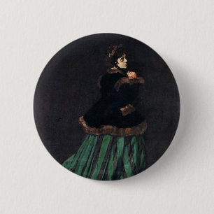 Monet Woman in grünem Kleid Button