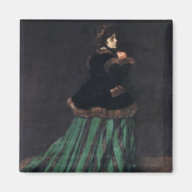 Monet Woman in grünem Kleid Magnet (Vorne)