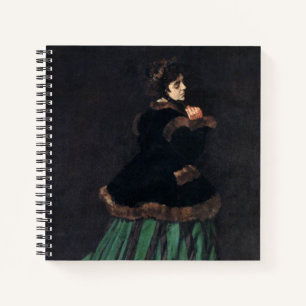 Monet Woman in grünem Kleid Notizbuch