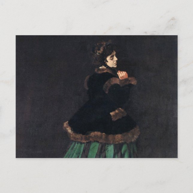 Monet Woman in grünem Kleid Postkarte (Vorderseite)