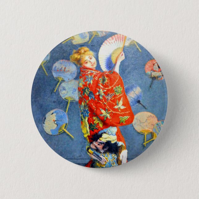 Monet Woman in japanischem Kostüm Button (Vorderseite)