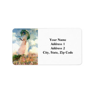 Monet Woman mit einem Sonnenschirm gegenüber Links Adressaufkleber
